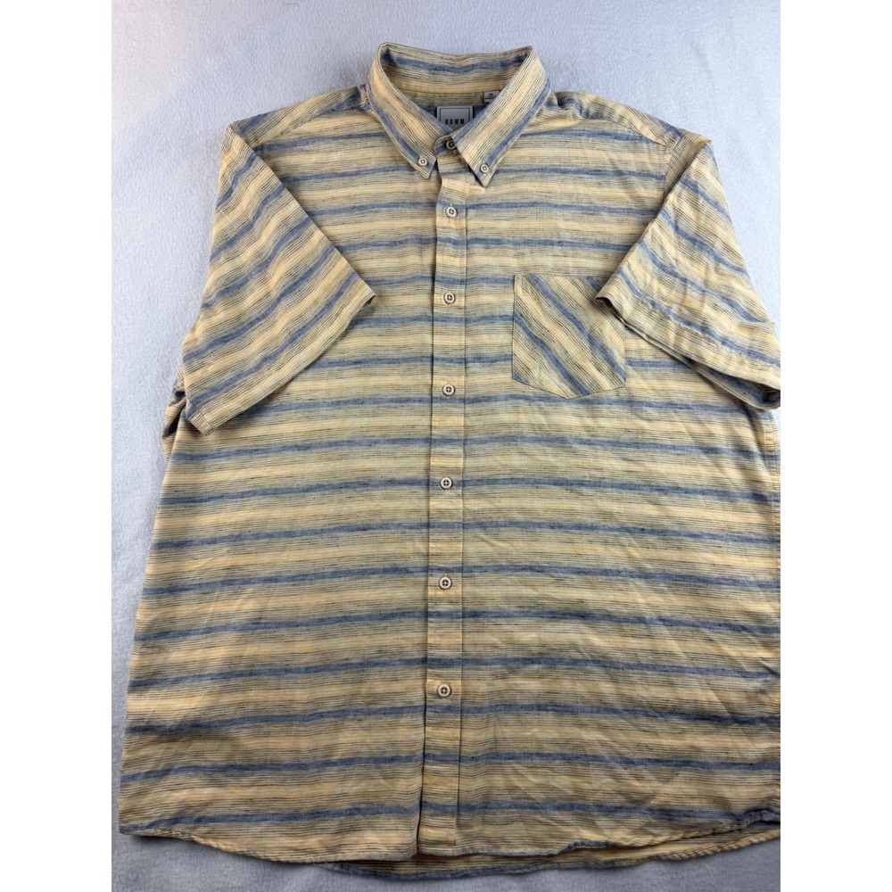 ROWM Mens XL Striped Short Sleeve Button Up Casual Shirt